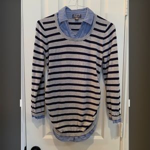 Grey/Navy striped maternity sweater